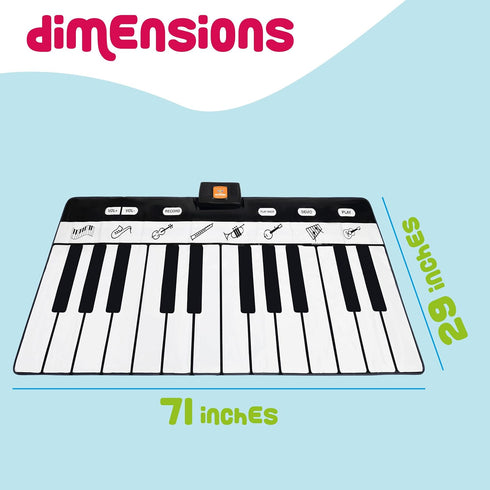 Play22 Floor Piano Mat for Toddlers, 71" - 24 Keys Piano Play Mat with Record, Playback, Demo, Adjustable Volume