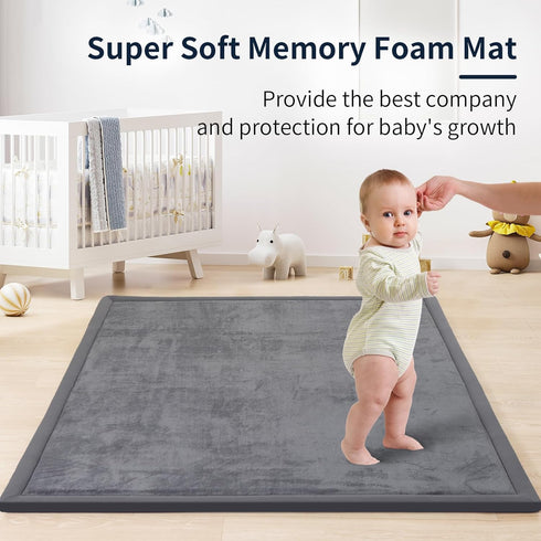 ACOMOPACK 1.3" 39"59" Tummy Baby Play Mat for Floor Thick Memory Foam Play Mat Time Crawling with Non-Slip Bottom
