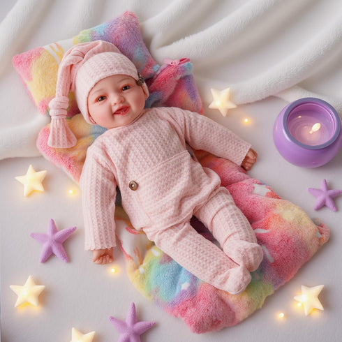 2 Set 12-17 Inch Set, BABESIDE Pcs Reborn Baby Doll Bedding for Dolls, Cute Animal & Star Pattern Doll Blanket