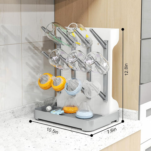 Countertop GoMaihe Baby Bottle Drying Rack: Space Saving Vertical Bottle Dryer Holder - Baby Accessories Storage Stand