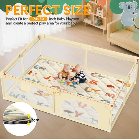 74x50 Tummy Baby Play Mats for Floor - Playmat for Baby and Toddlers Infants - Foam Play Mat - Infant Mats for Floor