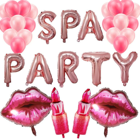 32 Pcs Spa Party Decorations Balloons, Spa Theme Birthday Party Supplies for Girls Makeup Party (Pink)