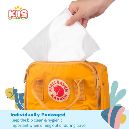 KIIS Disposable Baby Bibs for Boys and Girls - Individually Packaged, Soft, Hygienic and Leakproof (20 PCS / 60 PCS)