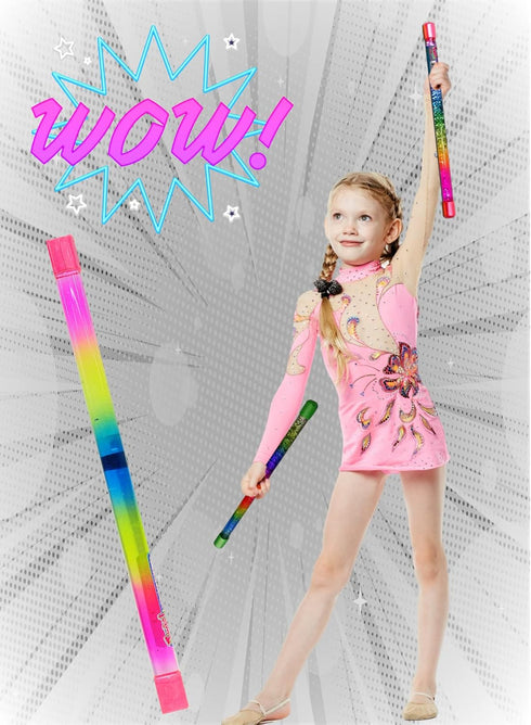 (12 12 Inch 2002-12p JA-RU Glitter Wand Girls Rainbow Baton Toy Baton) Wand Baton Spiral Fidget Toys for Kids. Magic