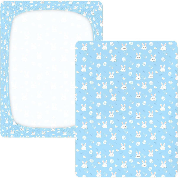 Cotton Crib Sheets for Boys or Girls Cute Bunny Easter Egg, Soft