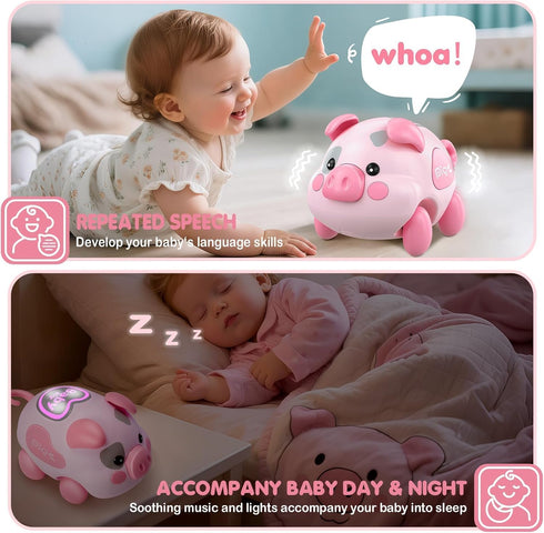 6-12 6 Tummy 7 8 9 10 11 0-1 OCHIDO Baby Toy Months, Musical Piggy Crawling Infant Toys with Light, Month Old Toys