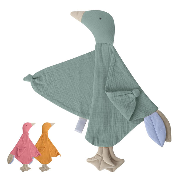 Organic Cotton Goose Loveys Soft Breathable Newborn Security Blanket with Tags, Neutral Muslin Fabric