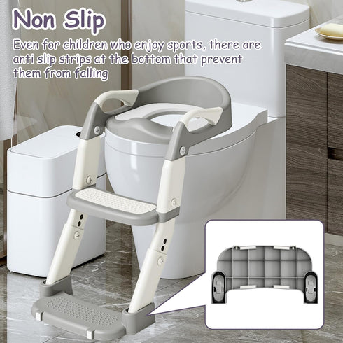 kimitimi 3-in-1 Potty Training Seat with Ladder Toddler Toilet Ladder Kids Toilet Chair for Little Boys Girls