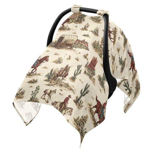 Mazeann Western Print Cowboy Horses Car Seat Cover Baby Breathable Soft Infant Carseat