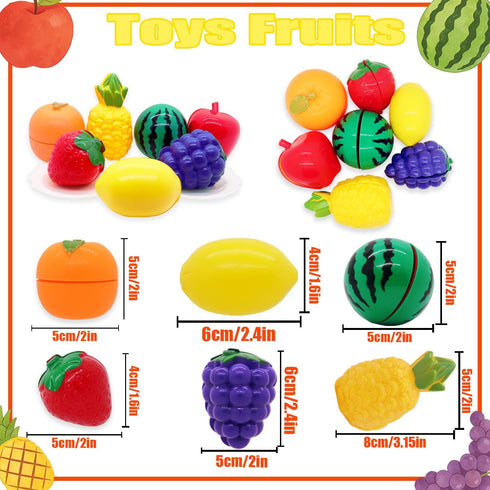 77Pcs 3 Pretend Play Kitchen Accessories for Kids, Cutting Fruits Vegetables Hamburger Toy Kitchen Accessories