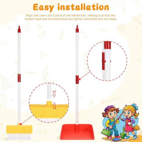 LIMIROLER Set Set Set, 3-6 (2PCS Set) Kids Cleaning Toy Toddlers Broom Dust Pan for Housekeeping Pretend Play Cleaning