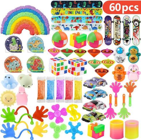 60 Pcs Party Favors Carnival Treasure Box Toys, Small Mini Bulk Gifts for Kids Boys Girls, Goodie Bags Fillers for
