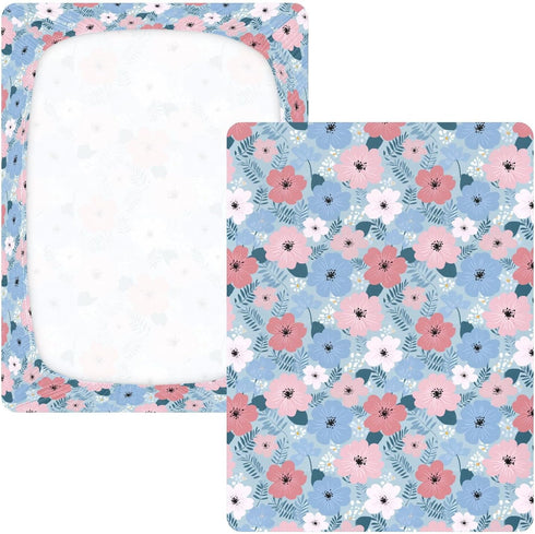 miaozhen 1 Pack 52x28 Cotton Baby Crib Sheets Soft Cute Cartoon Spring Wildflower Crib Mattress Sheet for Nursery Decor