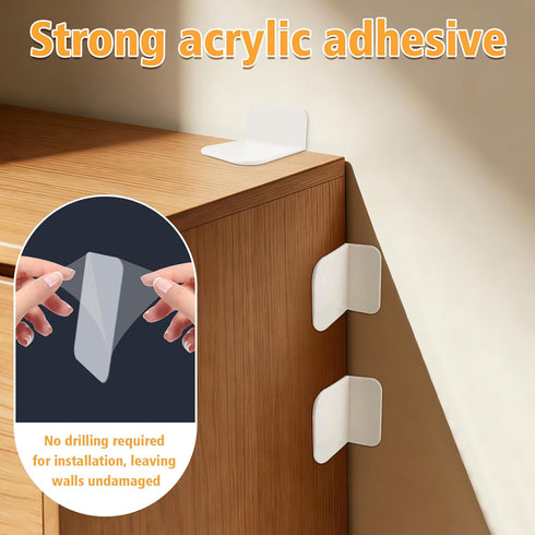 Quxddy 12-Pack No-Drill Heavy Duty Furniture Anchors, Adhesive Anti-Tip Wall Straps and Mounting Kit for Securing