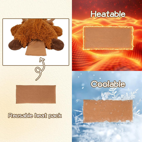 26" 5 Lbs GILFWM Weighted Stuffed Animals Highland Cow, Heatable and Coolable Weighted Plush with Microwavable Heating