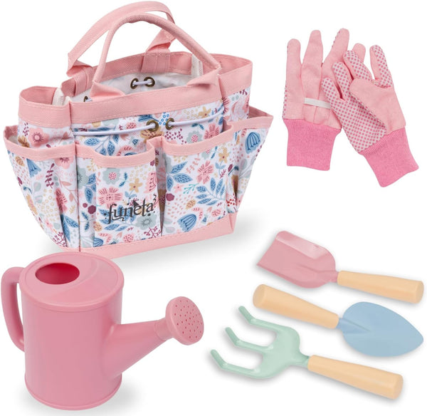 Floral Kids Gardening Set - Toddler Garden Tools, No-Leak Watering Can &