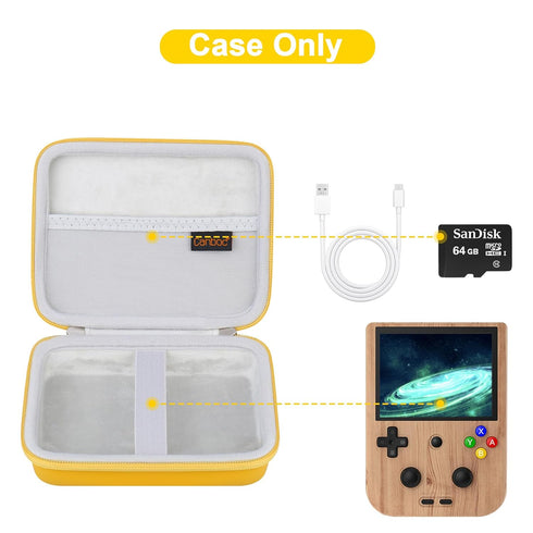 Canboc Carrying Case for Anbernic RG405V Retro Handheld Game Console, Yellow Storage Box with Mesh Pocket for Cable, SD