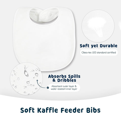 Tiny Twinkle 8 Pack Baby Feeding Bibs - Waterproof and Absorbent Infant Drool and Feeding Bibs