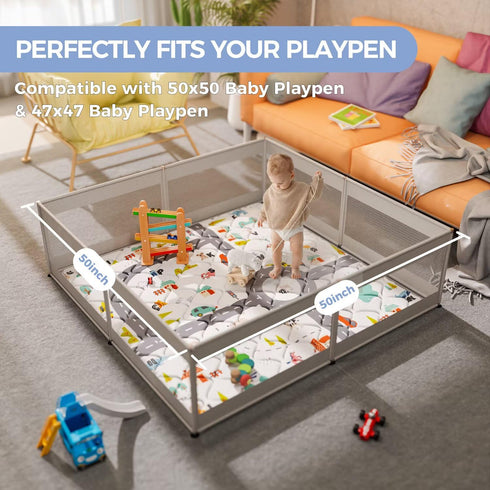 50x50 (50x50, Car Portable Baby Play Mat Playpen Mat Upgraded Thicken Baby Floor Play Mat Non-Slip Cushioned Crawling