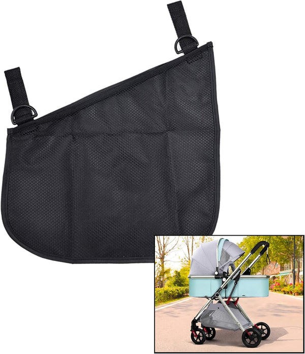 Portable Side Sling Stroller Cargo Net, Non-Slip Adjustable Straps, Storage Mesh Bag for Food and Fruit