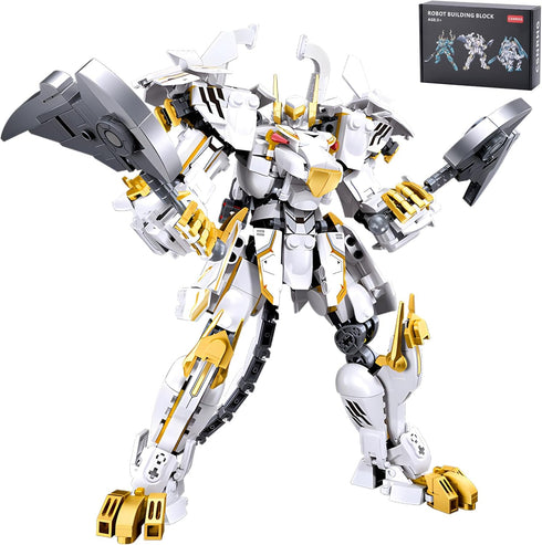 CSNRHG White Tiger Samurai mech Robot Model with Double Axe Head Building Blocks