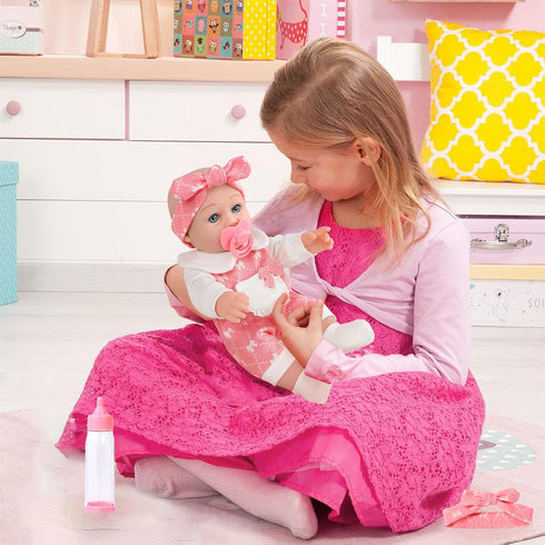 12'' Playset,Pacifier,Feeding 3+ DONTNO Baby Doll in Gift Box with Clothes Accessories Bottle. Gift Idea for Ages