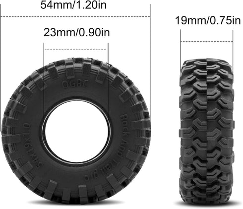 OGRC 1.0 Dual Stage Foam Tires Soft & Sticky for 1/24 SCX24 Gladiator Bronco C10 JLU Deadbolt B17 FCX24 1/18 TRX4-M