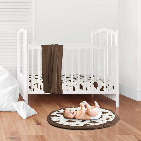 Tummy Country Sweet Jojo Designs Wild West Cow Boy Baby Playmat Time Infant Play Mat - Brown and Cream Western Southern