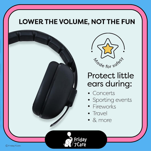Baby Travel Noise-Cancelling Earmuffs - Adjustable Headband Infant Ear Protection Headphones for 0-24 Months