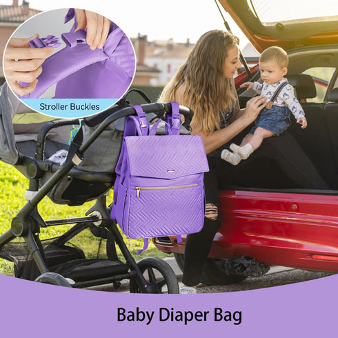 Backpack, Pack LANDICI Diaper Bag Multifunction Waterproof Baby Diaper Bags with Changing Pad, Stroller Straps, Travel