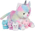 PixieCrush Unicorn Stuffed Animals for Girls Ages 3-8 - Mommy Cat Unicorn with 4 Baby Kittens Plushies