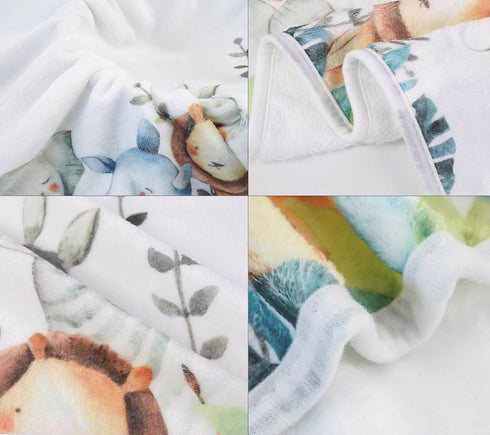 Safari Baby Milestone Blanket with Birth Stat Sign, Jungle Animals Monthly Growth Chart, 50"x40" Baby Nursery