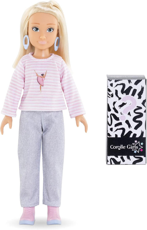 Corolle Girls Valentine Shopping Surprise Set, Fashion Doll and 6-Piece Accessory Set for Kids Ages 4 Years+