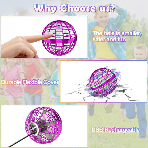 Flying Orb Ball Toy, 2024 Upgraded Boomerang Hover Ball Fidget Spinner for Kids, Cool Gift for 6-10+ Year Olds (Purple)