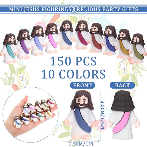 Barydat 150 Pack Mini Jesus Figurines, Bulk Little Jesus Toys, Tiny Jesus Figures for Religious Gifts