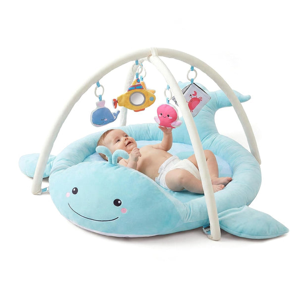 Baby Play Mat, Whale Tummy Time Mat with Toys, Baby Activity Gym