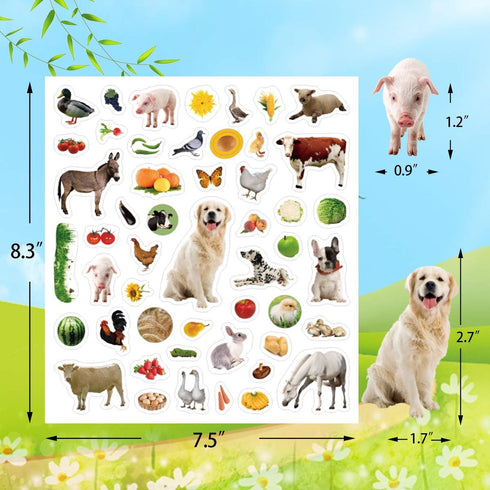 Farm Animal Stickers for Kids, 400Pcs Assortment Barnyard Animal Decals for Birthday Party Decorations and School