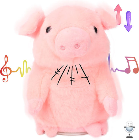 Hopearl Talking Pig, Repeats What You Say, Nodding Electric Interactive Animated Toy for Toddlers, Pink