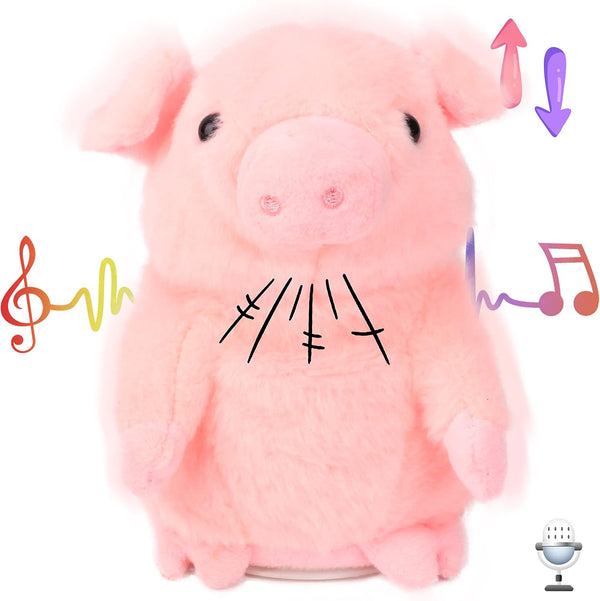 Hopearl Talking Pig, Repeats What You Say, Nodding Electric Interactive Animated Toy for Toddlers, Pink