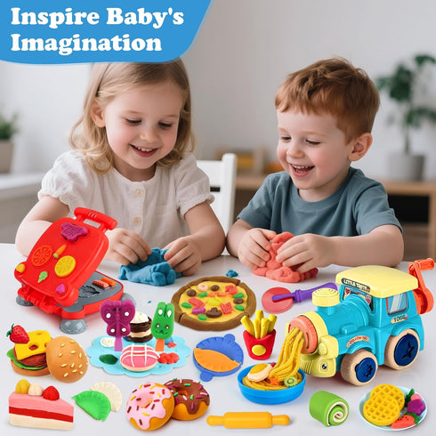85 3 1 Sets 3-4-8, Playset, PCS in Dough for Kids Ages Art Crafts Dough Tools Kit, Train Engine Noodle Hamburger