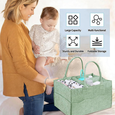 GINUMWA 2 Pack Diaper Caddy Organizer, Portable Baby Caddy Organizer with Handle, Collapsible Nursery Storage Bin