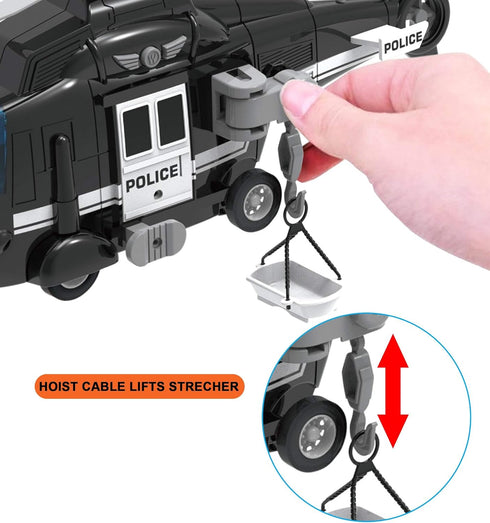 Liberty Imports Police Rescue Helicopter Friction Powered Toy Vehicle for Boys | Push and Go Chopper with Pretend Play