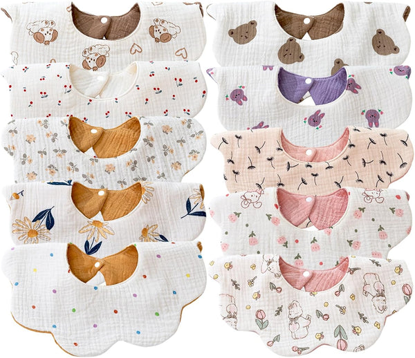 Muslin Baby Bibs for Drooling and Teething Newborn Drool Bibs for Baby