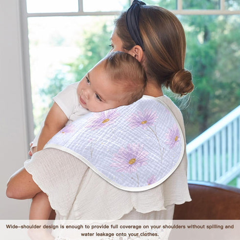 decor gift 4 Pack 22x11in Cotton Muslin Burp Cloth Soft Touch Daisy Flower Pastel Purple Cloths spit up rag for Gender