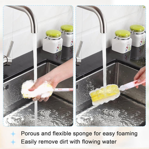 Keggaen 6Pcs Mugs(4Pcs+2 Bottle Brush Sponge, Cup Water Bottle Sponge Brush Cleaner, Detachable Handle Portable Water