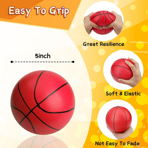 Mini Foam Basketball for Mini Basketball Hoop, 5" Squeeze Pu Balls for Over The Door Basketball Hoop, 3 PCS