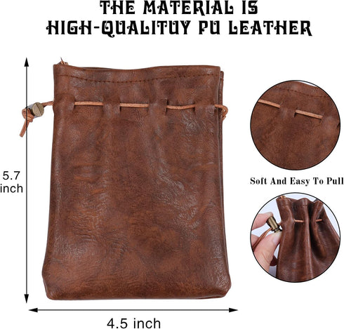 60PCS DND Coins with Leather Pouch, Gold, Silver, and Copper Fantasy Coins for Board Games, Role-Playing Tokens
