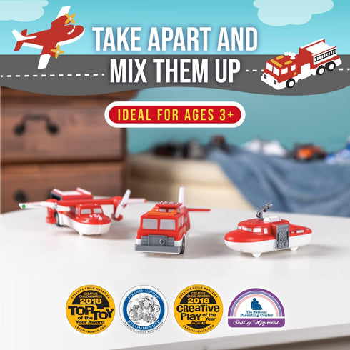 1-3, Set 3 POPULAR PLAYTHINGS Magnetic Vehicles for Toddlers Mix or Match Car Toys, of Gift for Kids - Vehicles, Fire