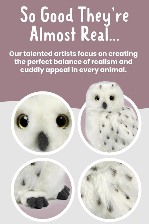 Living Nature Snowy Owl Stuffed Animal, 7 inches, Fluffy Owl Gift for Kids