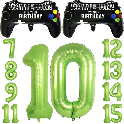 Video Game Party Balloons for Boys 10th Birthday Decorations - 2 Packs Game Controller Mylar Balloons